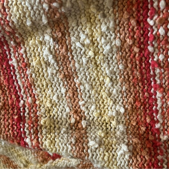 NWOT PINK LILY WOMENS ORANGE AND RED MULTICOLOR STRIPED POPCORN SWEATER - Picture 8 of 9